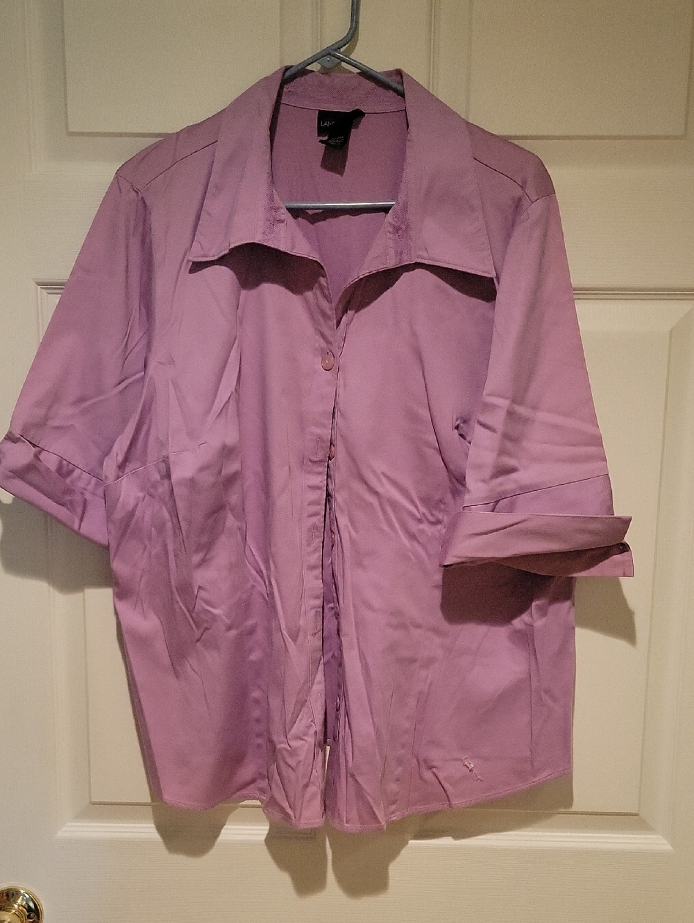 Lane Bryant Lavender Short Sleeve Button-Down Shirt